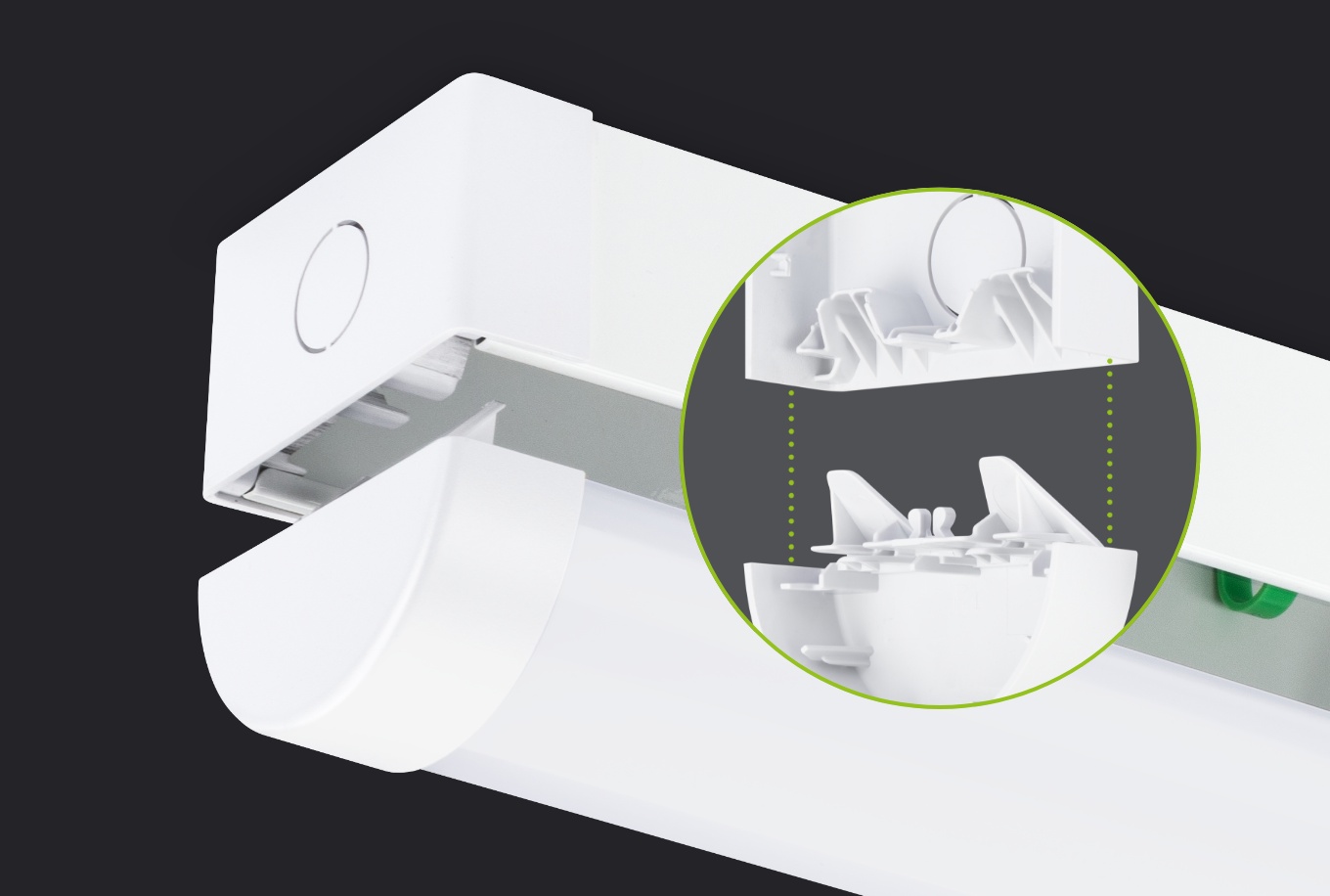 Skypack Pro secure end caps with self-guiding diffuser attachment