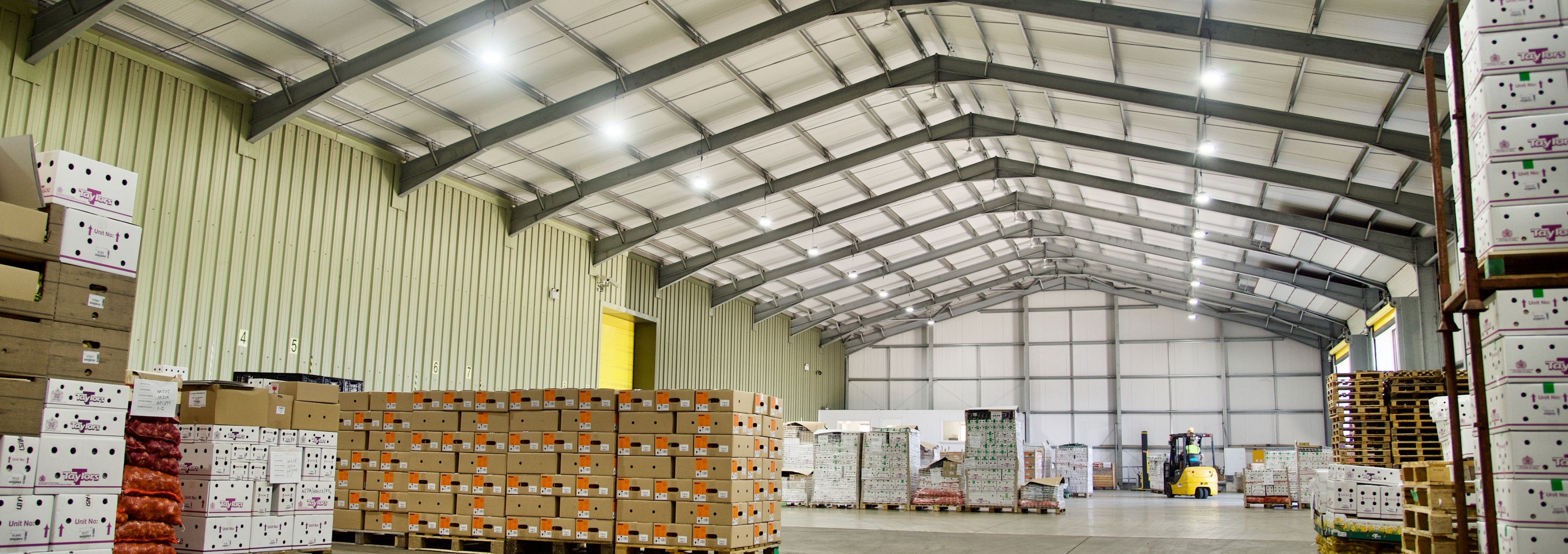 LED Highbays in a warehouse