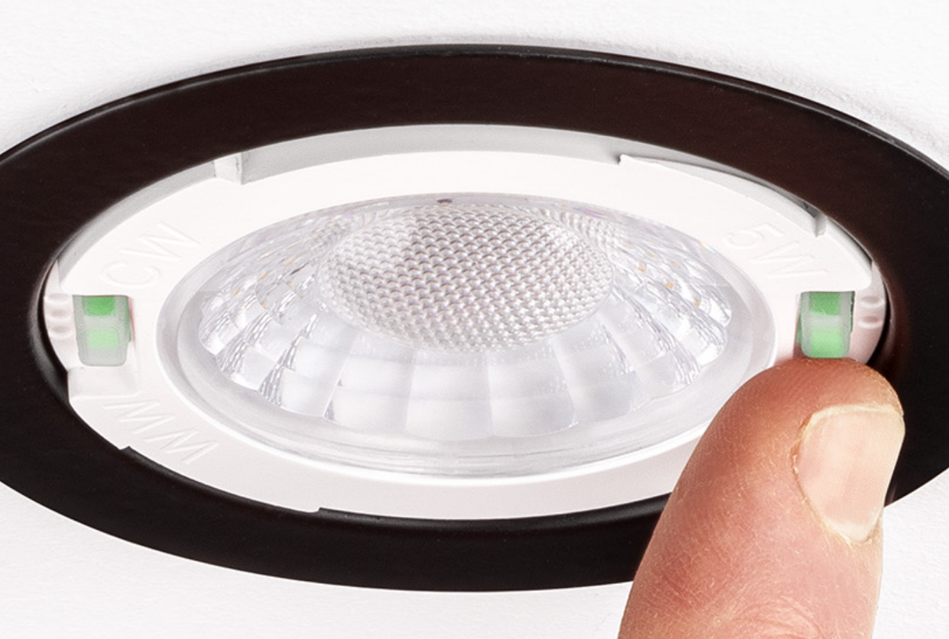 Wattage and colour selectable from below the ceiling